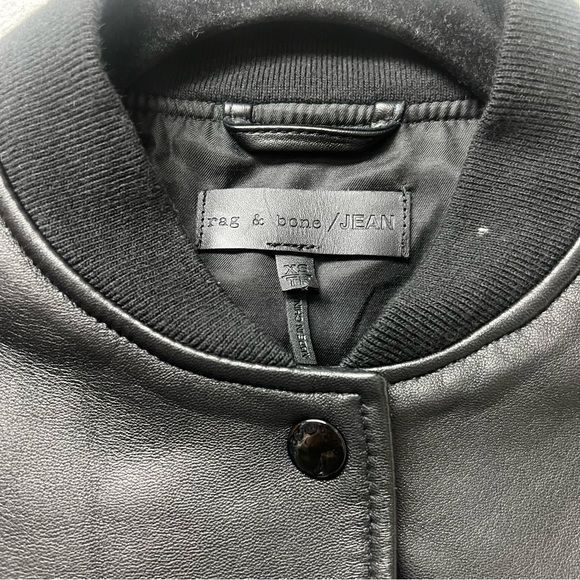 Rag and Bone Cooper Lambskin Leather Bomber Jacket in Black - Picture 5 of 6